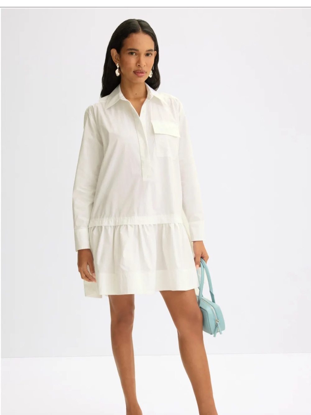 A.L.C. NWT Women's Brooke White 100% Cotton Dress Long Sleeve Sz M Festival Prep